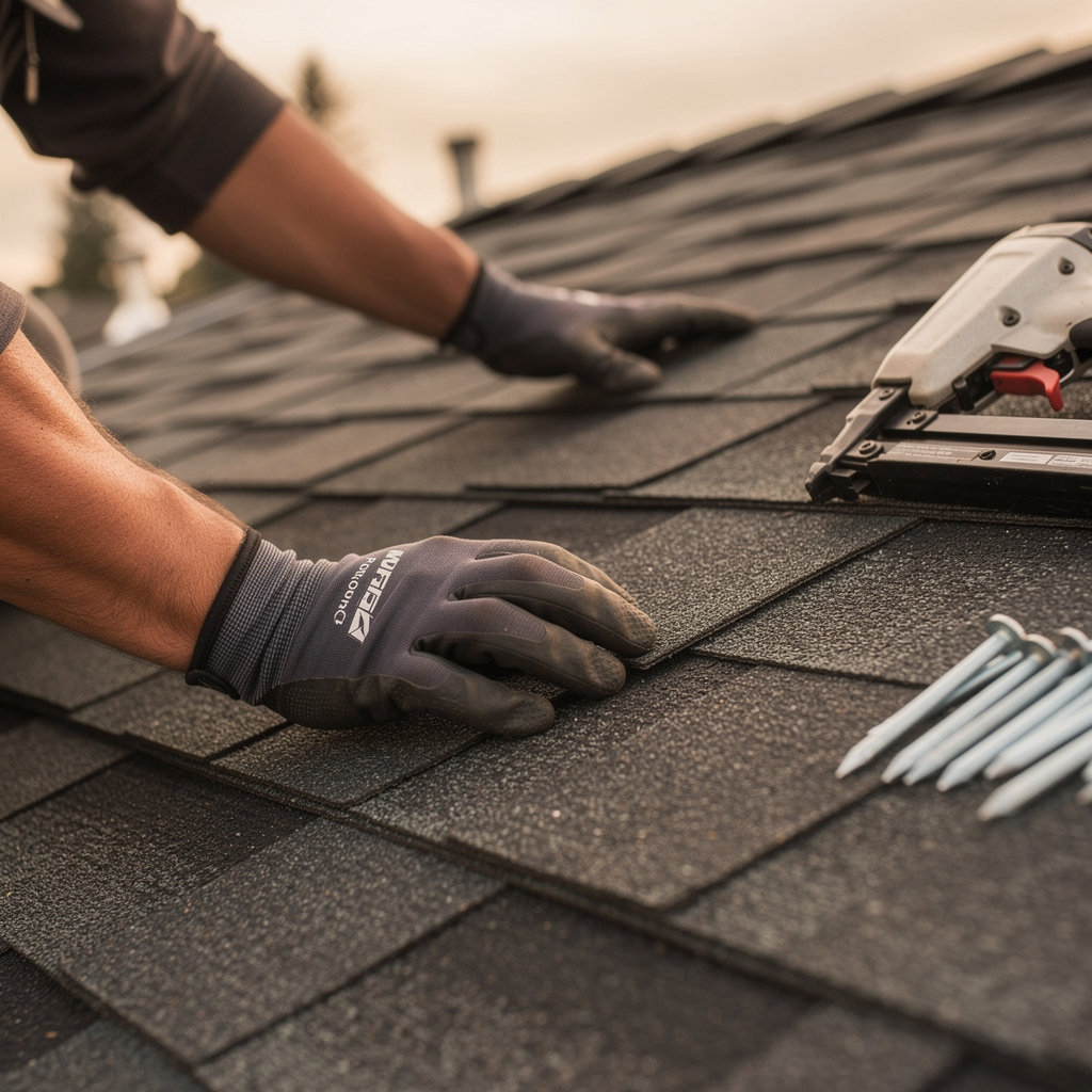 Portland Premier Roofing team member inspecting a roof with care and expertise in Portland, OR